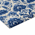Indigo Botanical Damask Mural Wallpaper — Classic Floral Pattern Mural Wallpaper - room preview 02