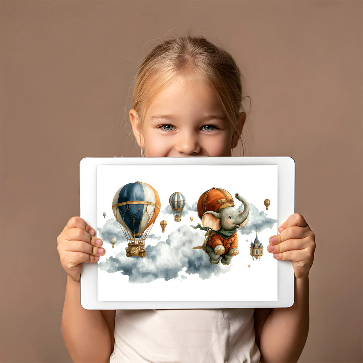 Floating Elephant Adventure Mural Wallpaper for Kids Rooms Mural Wallpaper - room preview 02