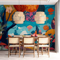 Vibrant Whimsical Garden Mural Wallpaper in Multi-Color Palette Mural Wallpaper - room preview 02