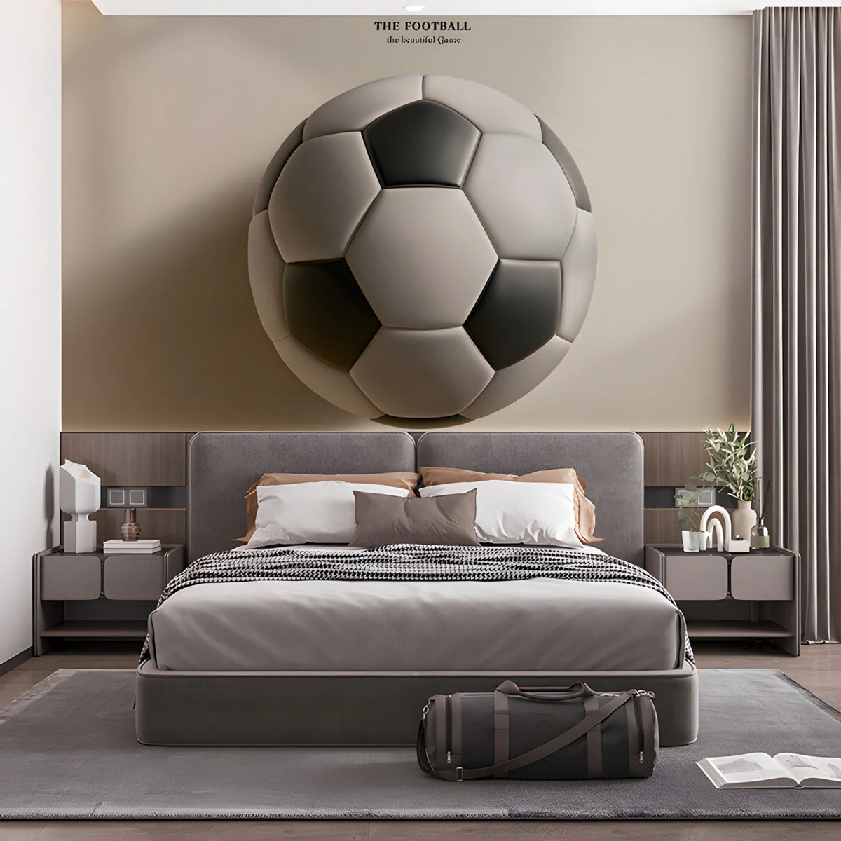 Classic Football Mural Wallpaper — Modern Sports Wall Decor Mural Wallpaper - room preview 02