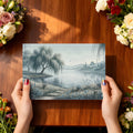 Willow Lake Landscape Mural Wallpaper — Soft Blue Sketch Mural Wallpaper - room preview 02
