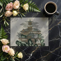 Oriental Pagoda Mountain Landscape Mural Wallpaper - room preview 02
