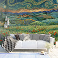 Van Gogh Inspired Countryside Mural Wallpaper — Impressionist Landscape Mural Wallpaper - room preview 02