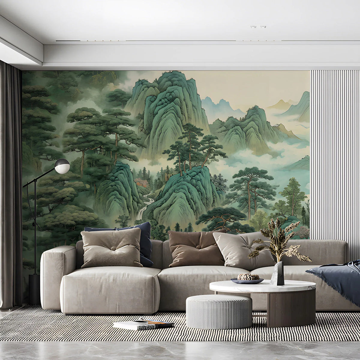 Mist-Covered Mountain Landscape Mural Wallpaper - room preview 02