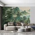 Mist-Covered Mountain Landscape Mural Wallpaper - room preview 02
