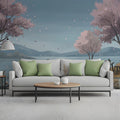 Riverside Blossom Mural Wallpaper — Soft Impressionistic Landscape Mural Wallpaper - room preview 02