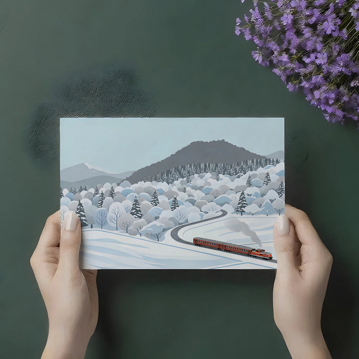 Winter Express Mountain Landscape Mural Wallpaper - room preview 02
