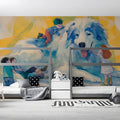 Giant Dog Playtime Mural Wallpaper — Artistic Childhood Illustration Mural Wallpaper - room preview 02