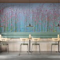 Floating Pink Meadow Mural Wallpaper — Whimsical Floral Art Mural Wallpaper - room preview 02