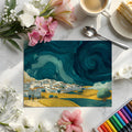 Mediterranean Swirl Mural Wallpaper — Impressionistic Coastal Scene Mural Wallpaper - room preview 02