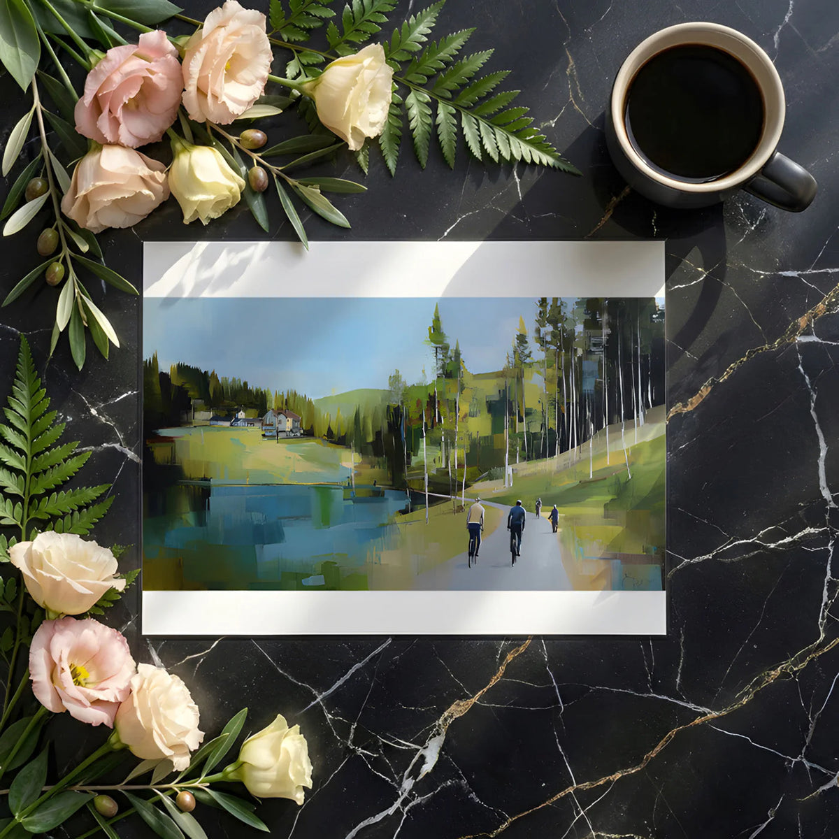 Cyclist Countryside Landscape Mural Wallpaper - room preview 02