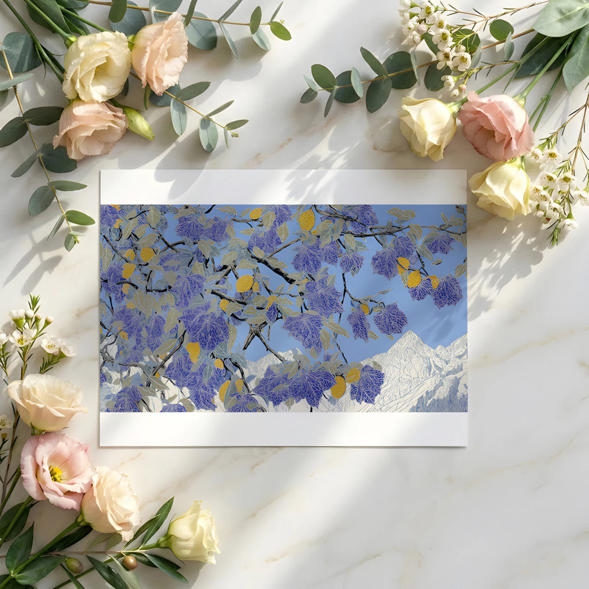 Mediterranean Citrus Orchard Mural Wallpaper — Artistic Botanical Mural Wallpaper - room preview 02