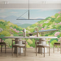 Mountain Train Scenic Mural Wallpaper — Playful Nature Landscape Mural Wallpaper - room preview 02