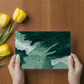 Surfer on Deep Green Waves Mural Wallpaper — Ink Illustration Style Mural Wallpaper - room preview 02