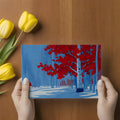 Crimson Aspen Forest Mural Wallpaper — Vibrant Winter Scene Mural Wallpaper - room preview 02