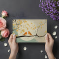 Golden Songbird Nature Mural Wallpaper — Artistic Branch Motif Mural Wallpaper - room preview 02