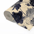 Ink Wash Peony Mural Wallpaper in Monochrome and Cream Mural Wallpaper - room preview 02