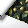 Olive Branch Botanical Mural Wallpaper — Dark Mediterranean Style Mural Wallpaper - room preview 02