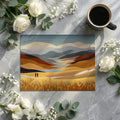 Golden Prairie Mountains Mural Wallpaper — Artistic Landscape Mural Wallpaper - room preview 02