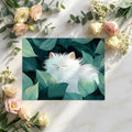 Sleeping White Cat in Tropical Foliage Mural Wallpaper - room preview 02