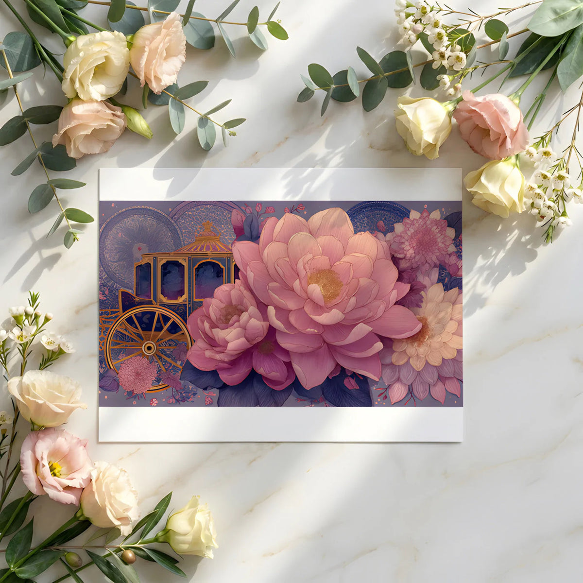 Royal Carriage Floral Mural Wallpaper in Dusty Rose and Navy Mural Wallpaper - room preview 02