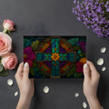 Stained Glass Cross Mural Wallpaper with Vibrant Floral Motif Mural Wallpaper - room preview 02