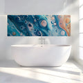 Oceanic Fluid Art Mural Wallpaper in Deep Teal and Soft Peach Mural Wallpaper - room preview 02