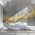 Metallic Gold Paint Splatter Mural Wallpaper — Modern Abstract Mural Wallpaper - room preview 02