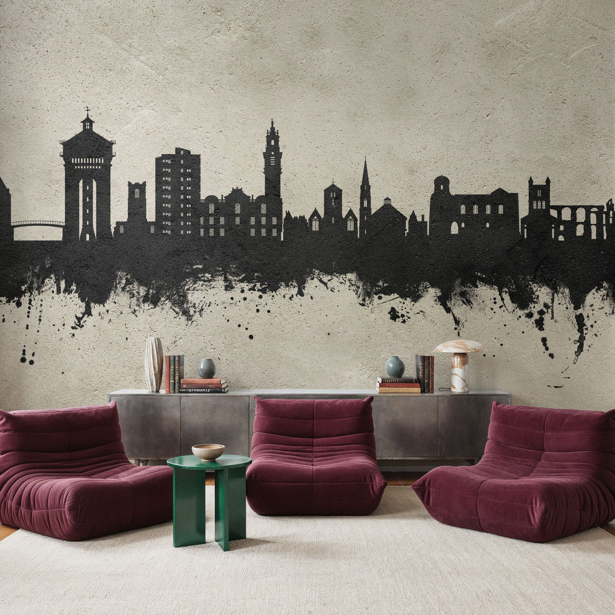Colchester England Skyline Concrete Mural Wallpaper - room preview 02
