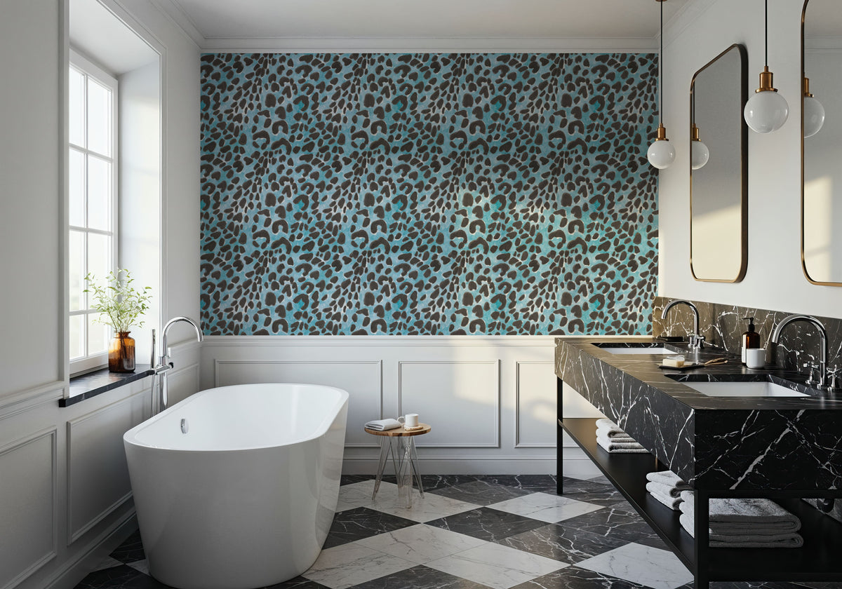 Summer Paws Blue Mural Wallpaper - room preview 02