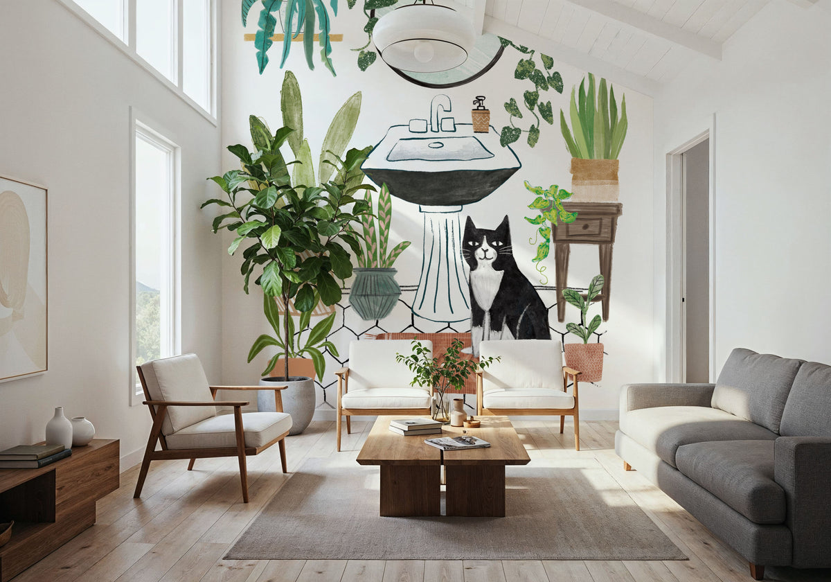 Urban Jungle Bath I Pet Mural Wallpaper - room preview 02