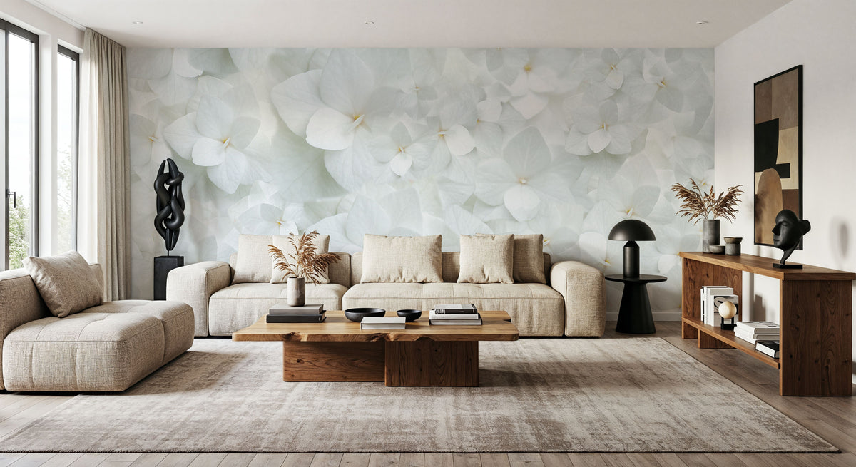 Hydrangea Whites Mural Wallpaper - room preview 02