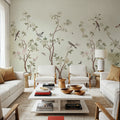 Peony Tree, Creme Mural Wallpaper - room preview 02