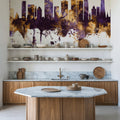 San Francisco Skyline Purple & Gold Mural Wallpaper - room preview 02
