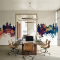 Lausanne Switzerland Skyline Blue & Bronze Mural Wallpaper - room preview 02