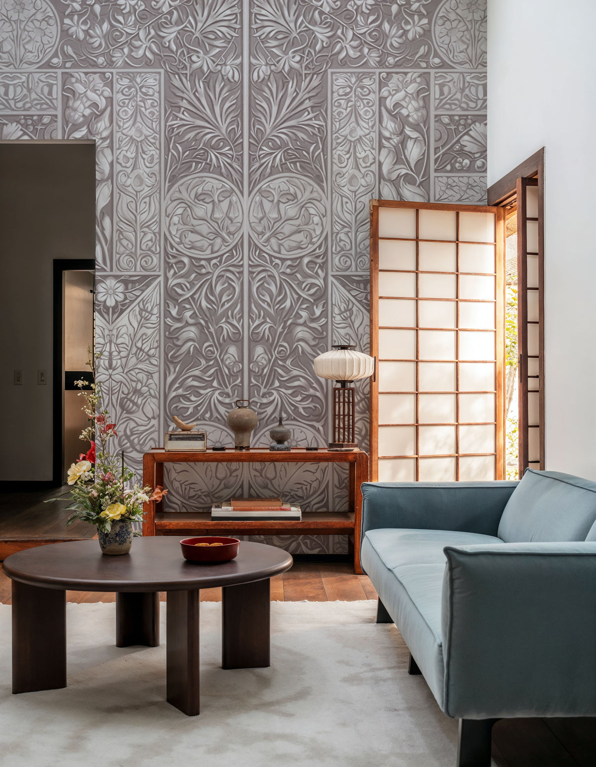 Flower Collection, Rosy Beige Mural Wallpaper - room preview 02