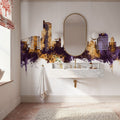 Wolverhampton England Skyline Purple & Gold Mural Wallpaper - room preview 02