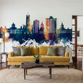 Kingston Canada Skyline Blue & Bronze Mural Wallpaper - room preview 02