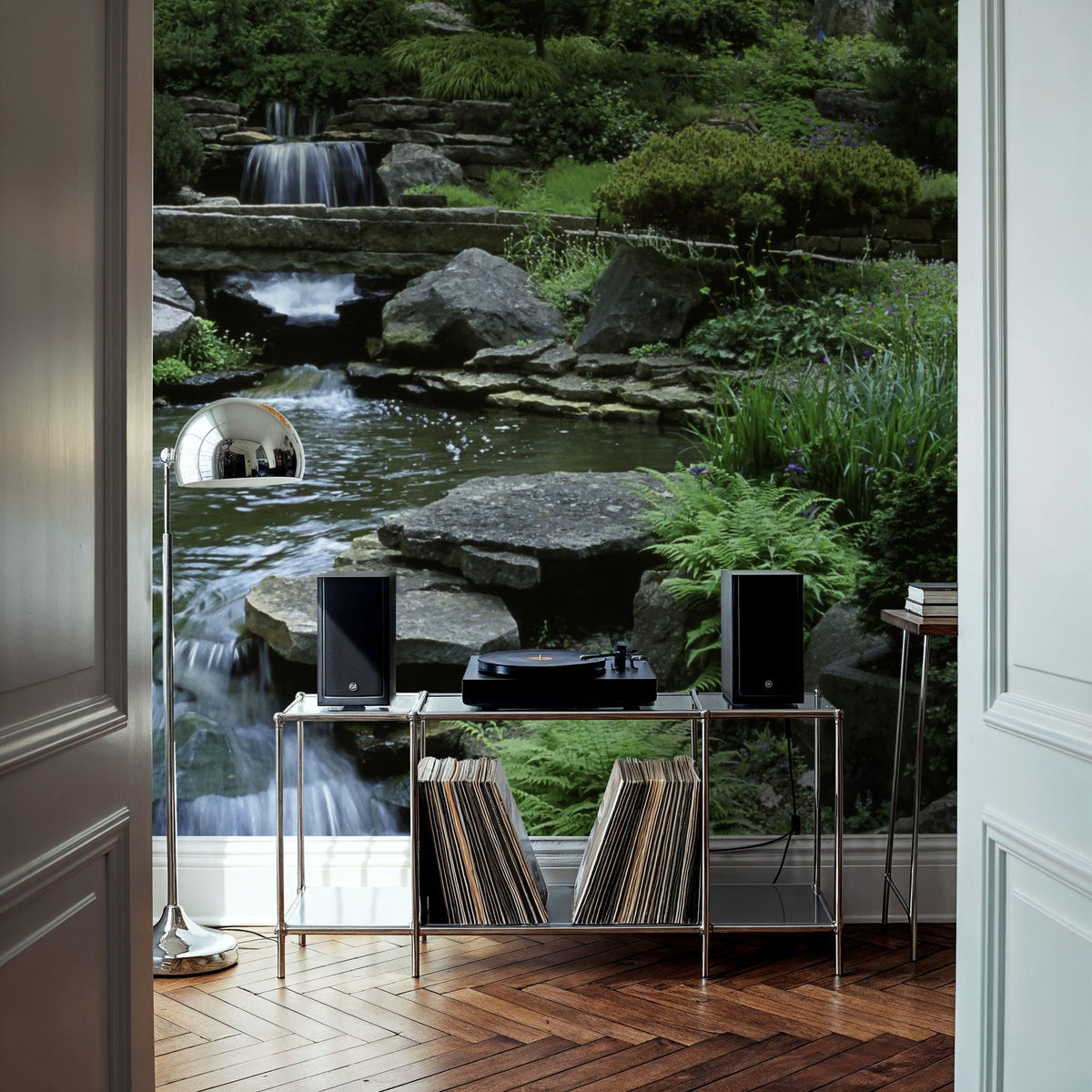 Tranquil Garden Cascade Mural Wallpaper - room preview 02