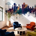 Middlesbrough England Skyline Blue & Bronze Mural Wallpaper - room preview 02