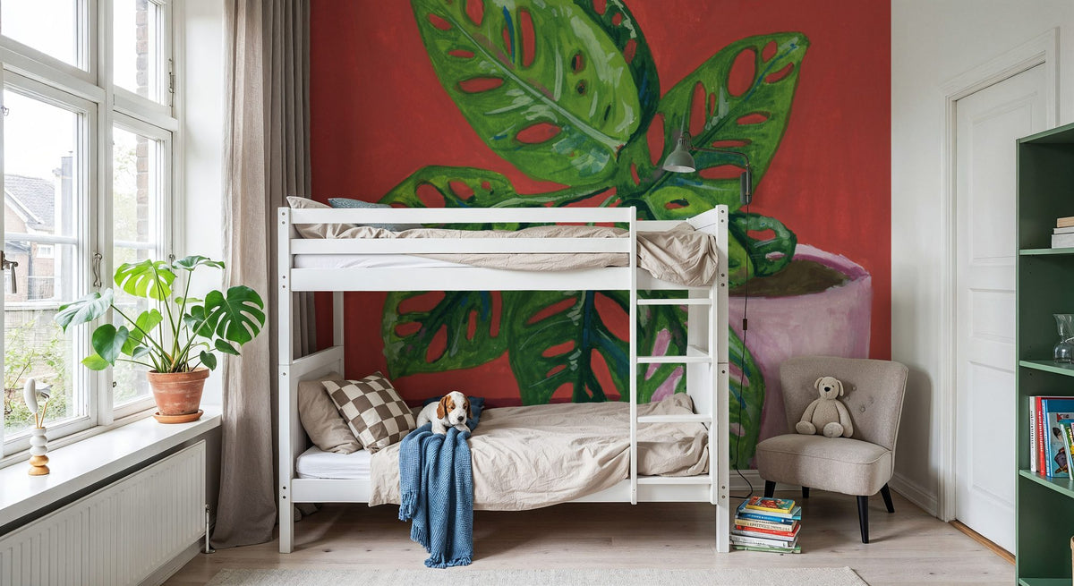 Monstera Study Mural Wallpaper - room preview 02