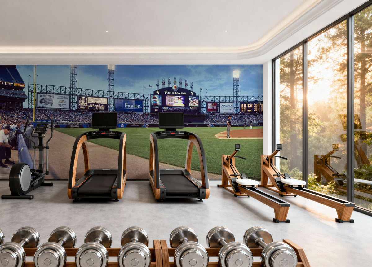 Twilight Ballpark Mural Wallpaper - room preview 02