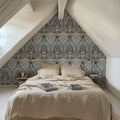 Floral Art Deco Aura, Light Teal Mural Wallpaper - room preview 02