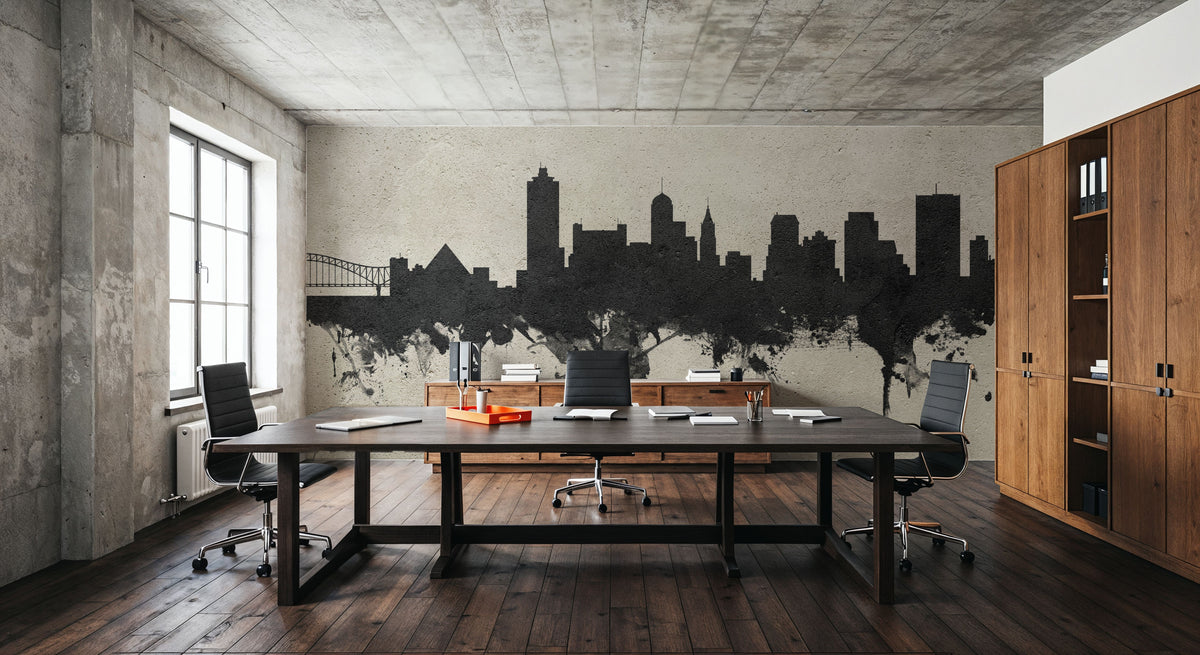 Memphis Tennessee Skyline Concrete Mural Wallpaper - room preview 02