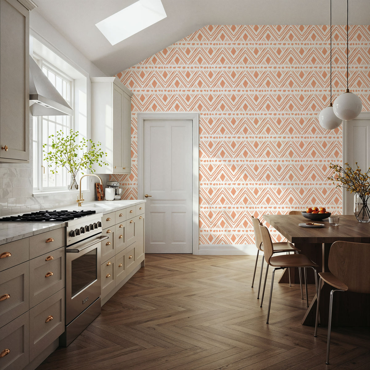 Boho Flows Orange Mural Wallpaper - room preview 02