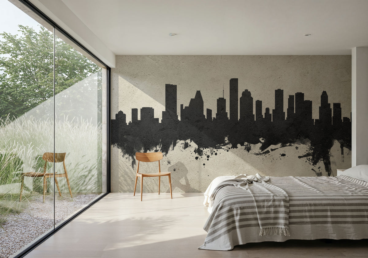Houston Skyline Concrete Mural Wallpaper - room preview 02