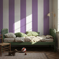 Scalloped Circus Stripes, Purple Mural Wallpaper - room preview 02