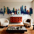 São Paulo Brazil Skyline Blue & Bronze Mural Wallpaper - room preview 02