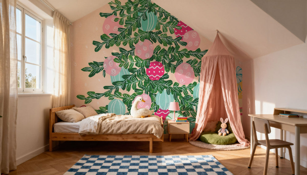 Happy Christmas Tree Mural Wallpaper - room preview 02