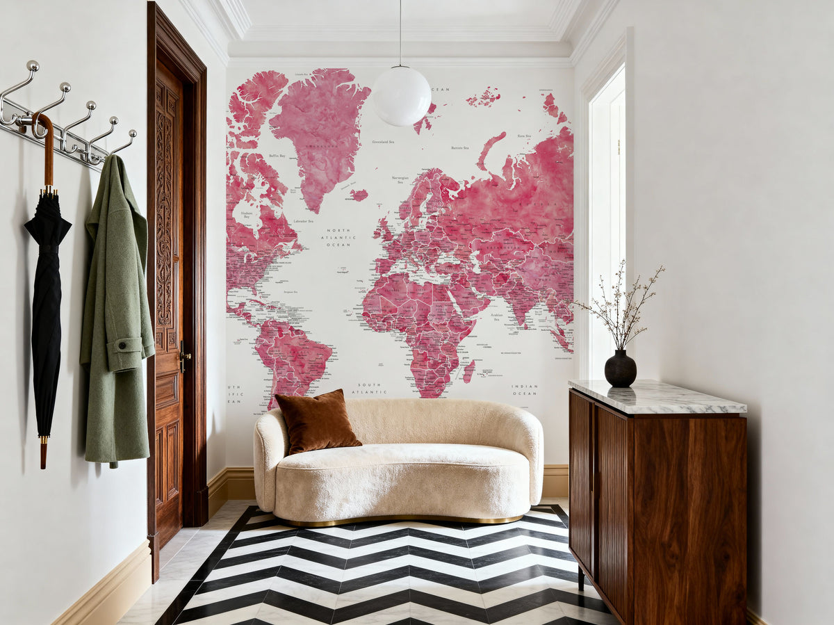 World Map Cities - Wanda Mural Wallpaper - room preview 02